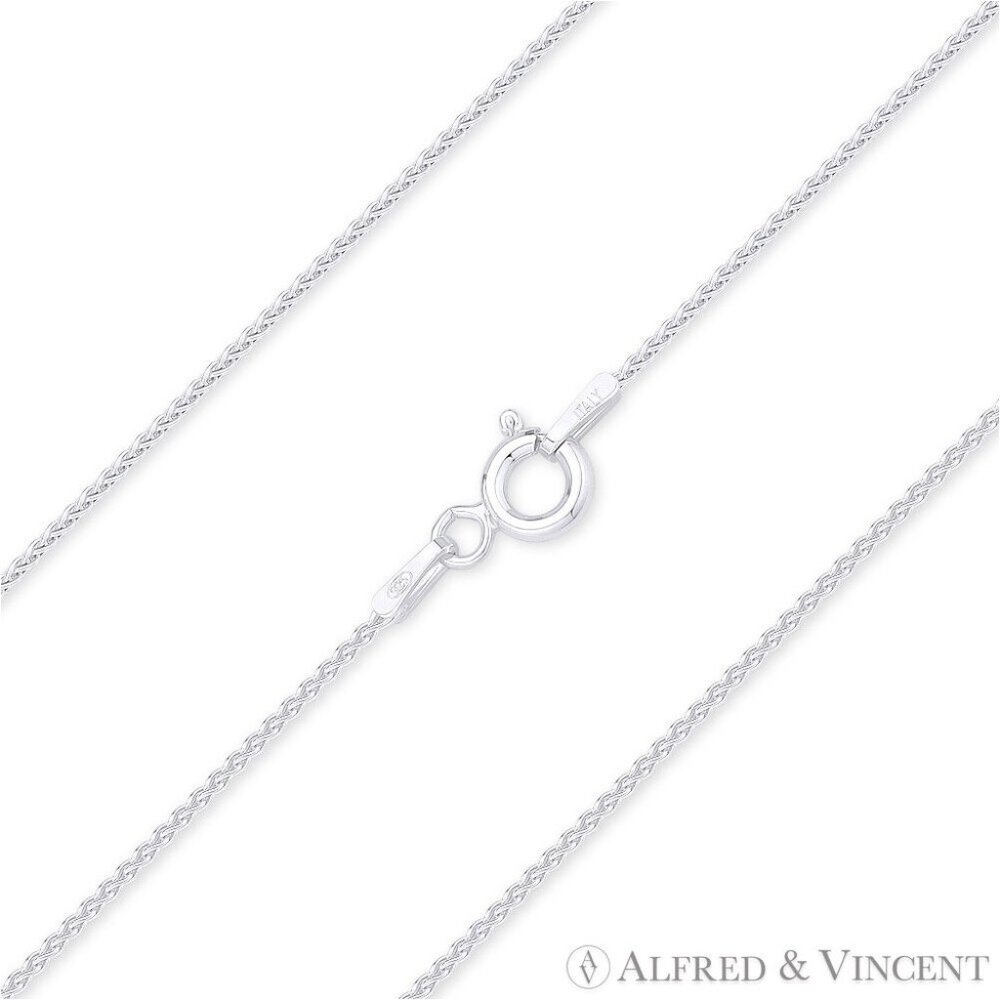 1.2mm Classic Wheat Link Italian Spiga Chain Necklace in 925 Sterling Silver 20"